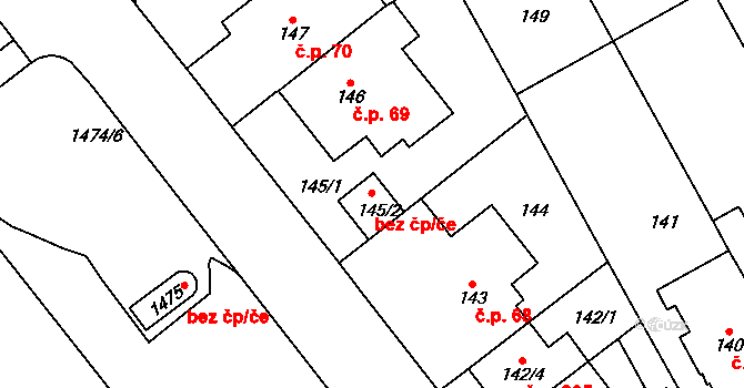 Brno 76982505 na parcele st. 145/2 v KÚ Stránice, Katastrální mapa