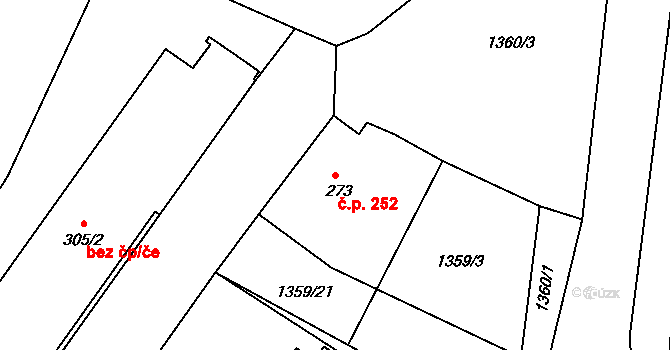 Lhenice 252 na parcele st. 273 v KÚ Lhenice, Katastrální mapa