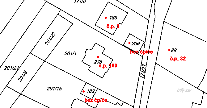 Patokryje 160 na parcele st. 278 v KÚ Patokryje, Katastrální mapa