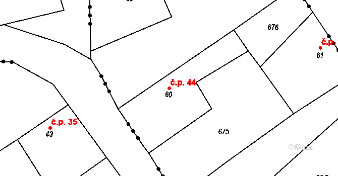 Spytice 44, Vilémov na parcele st. 60 v KÚ Spytice, Katastrální mapa