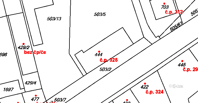 Kasejovice 325 na parcele st. 444 v KÚ Kasejovice, Katastrální mapa