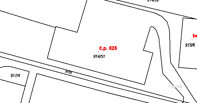 Lipůvka 525 na parcele st. 914/51 v KÚ Lipůvka, Katastrální mapa