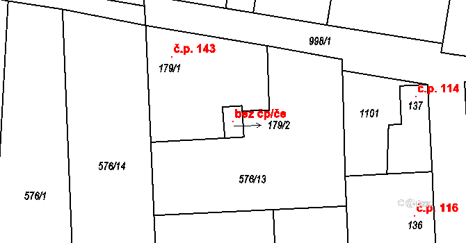 Bečváry 118079506 na parcele st. 179/2 v KÚ Bečváry, Katastrální mapa