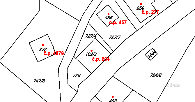 Kokonín 204, Jablonec nad Nisou na parcele st. 162/3 v KÚ Kokonín, Katastrální mapa