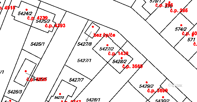 Jihlava 1438 na parcele st. 5427/2 v KÚ Jihlava, Katastrální mapa