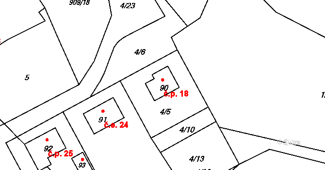 Drchlava 18, Chlum na parcele st. 90 v KÚ Drchlava, Katastrální mapa