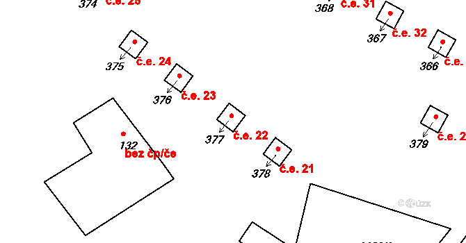 Heřmanice v Podještědí 22, Jablonné v Podještědí na parcele st. 377 v KÚ Heřmanice v Podještědí, Katastrální mapa