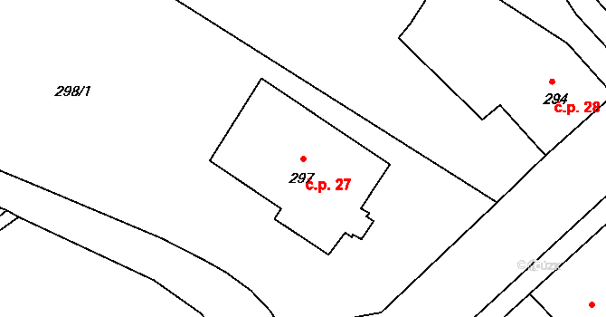 Lomnička 27 na parcele st. 297 v KÚ Lomnička u Tišnova, Katastrální mapa