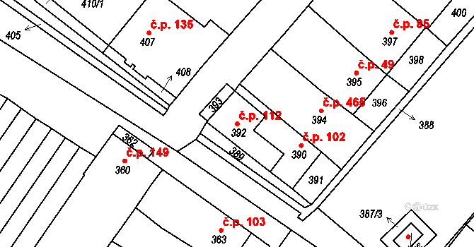 Čejč 112 na parcele st. 392 v KÚ Čejč, Katastrální mapa