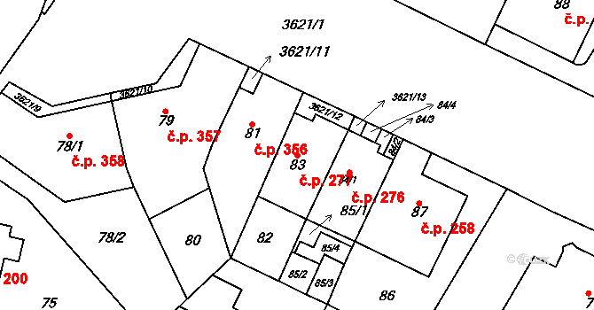 Vyškov-Město 277, Vyškov na parcele st. 83 v KÚ Vyškov, Katastrální mapa