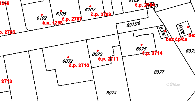 Kročehlavy 2711, Kladno na parcele st. 6073 v KÚ Kročehlavy, Katastrální mapa