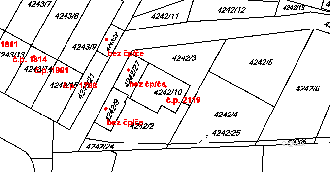 Boskovice 2119 na parcele st. 4242/10 v KÚ Boskovice, Katastrální mapa
