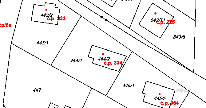 Děčín XXXII-Boletice nad Labem 334, Děčín na parcele st. 444/2 v KÚ Boletice nad Labem, Katastrální mapa