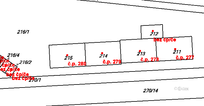 Řetenice 279, Teplice na parcele st. 214 v KÚ Teplice-Řetenice, Katastrální mapa