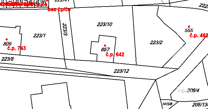 Blovice 642 na parcele st. 657 v KÚ Blovice, Katastrální mapa