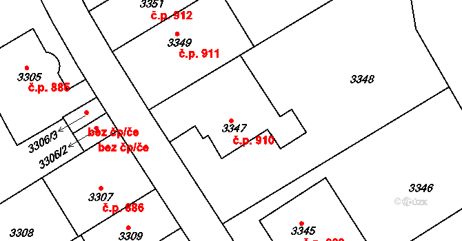 Dejvice 910, Praha na parcele st. 3347 v KÚ Dejvice, Katastrální mapa