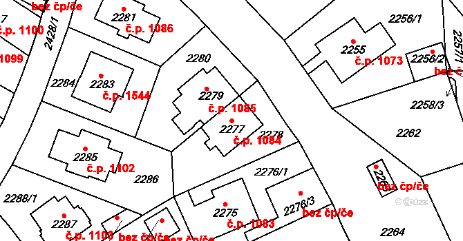 Vršovice 1084, Praha na parcele st. 2277 v KÚ Vršovice, Katastrální mapa
