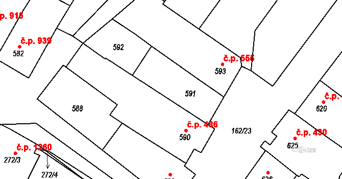 Mutěnice 510 na parcele st. 591 v KÚ Mutěnice, Katastrální mapa