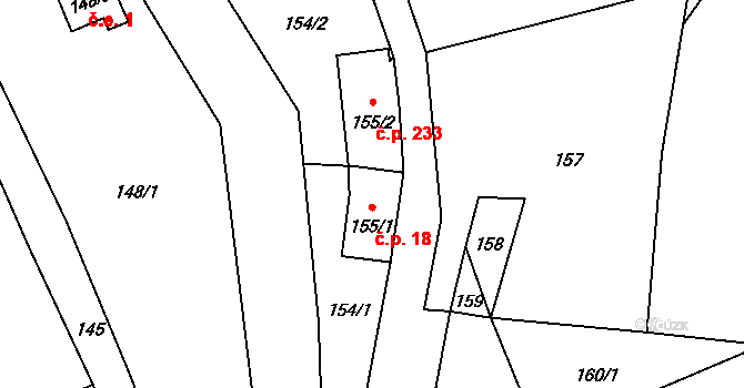 Dolní Libchava 18, Česká Lípa na parcele st. 155/1 v KÚ Dolní Libchava, Katastrální mapa
