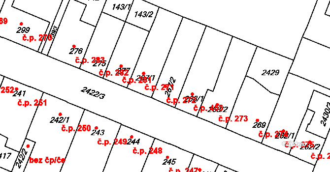 Rosice 272 na parcele st. 267/2 v KÚ Rosice u Brna, Katastrální mapa