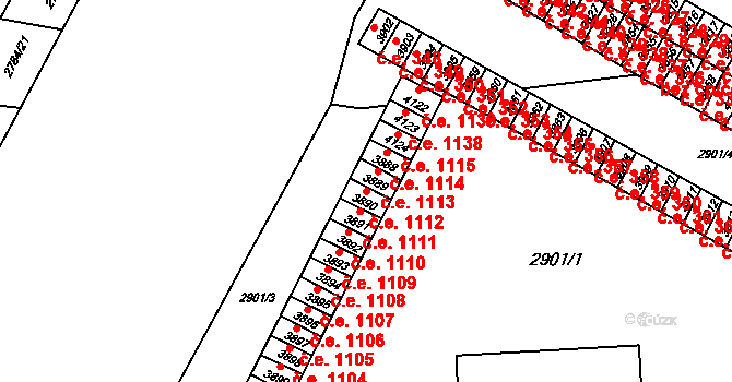 Kuřim 1112 na parcele st. 3890 v KÚ Kuřim, Katastrální mapa