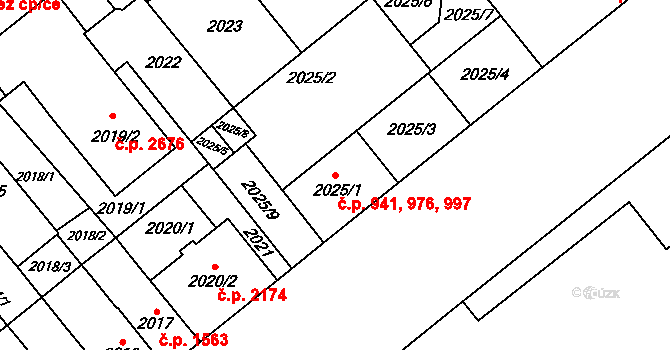 Východní Předměstí 941,976,997, Plzeň na parcele st. 2025/1 v KÚ Plzeň, Katastrální mapa