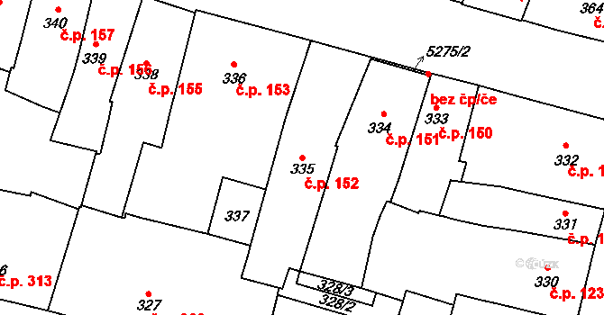 Vnitřní Město 152, Plzeň na parcele st. 335 v KÚ Plzeň, Katastrální mapa