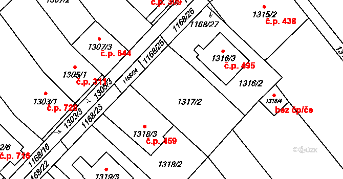 Pozořice 473 na parcele st. 1317/3 v KÚ Pozořice, Katastrální mapa
