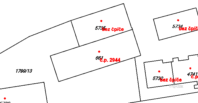 Šumperk 2944 na parcele st. 661 v KÚ Šumperk, Katastrální mapa