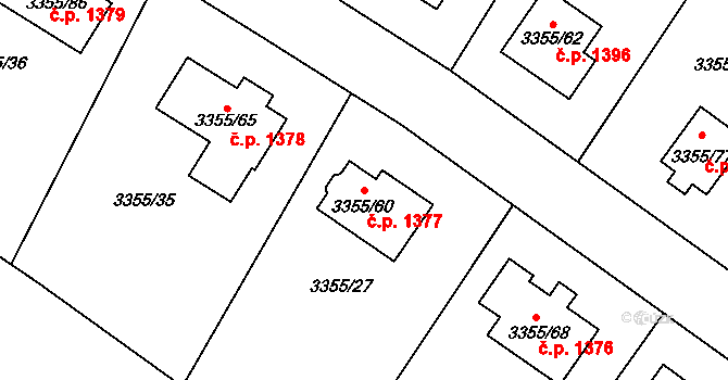 Kopřivnice 1377 na parcele st. 3355/60 v KÚ Kopřivnice, Katastrální mapa