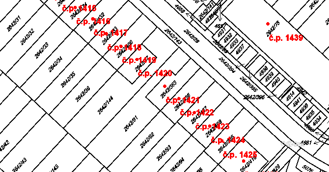 Kuřim 1421 na parcele st. 2642/363 v KÚ Kuřim, Katastrální mapa