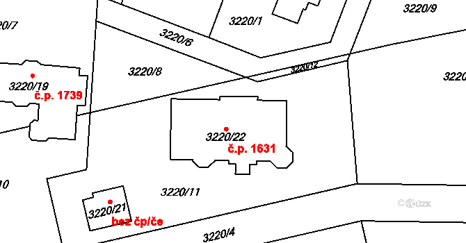 Chotěboř 1631 na parcele st. 3220/22 v KÚ Chotěboř, Katastrální mapa