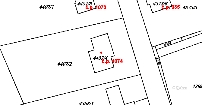 Vendryně 1074 na parcele st. 4407/4 v KÚ Vendryně, Katastrální mapa