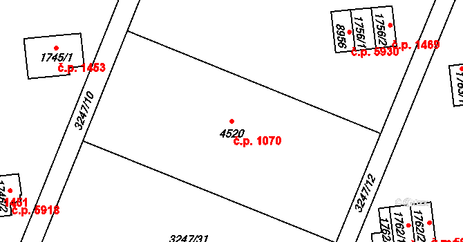 Zlín 1070 na parcele st. 4520 v KÚ Zlín, Katastrální mapa