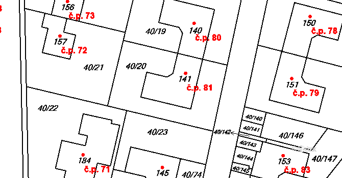 Noutonice 81, Lichoceves na parcele st. 141 v KÚ Noutonice, Katastrální mapa
