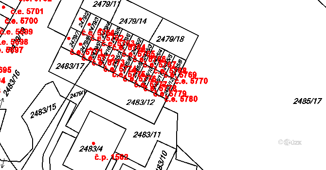Kadaň 5780 na parcele st. 2485/12 v KÚ Kadaň, Katastrální mapa