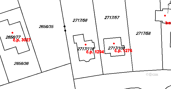 Kylešovice 1294, Opava na parcele st. 2717/118 v KÚ Kylešovice, Katastrální mapa
