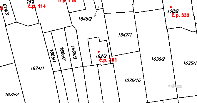 Sepekov 331 na parcele st. 182/2 v KÚ Sepekov, Katastrální mapa