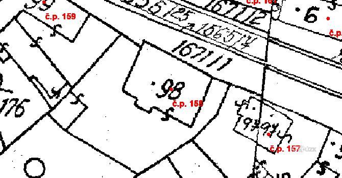 Bobrová 158 na parcele st. 116 v KÚ Horní Bobrová, Katastrální mapa