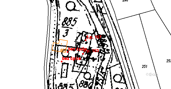 Kašava 157 na parcele st. 75/3 v KÚ Kašava, Katastrální mapa