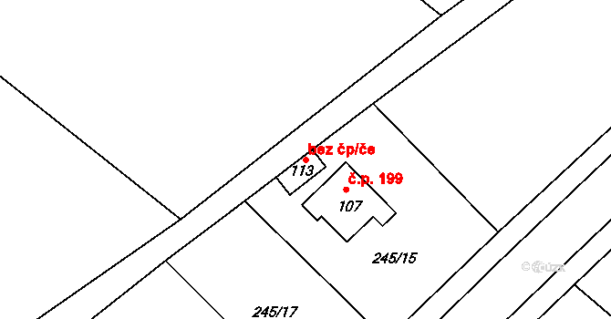 Krchleby 43212506 na parcele st. 113 v KÚ Chedrbí, Katastrální mapa