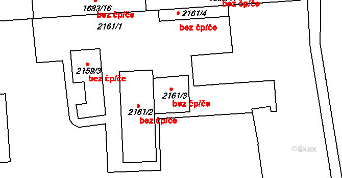 Brno 43397506 na parcele st. 2161/3 v KÚ Černovice, Katastrální mapa