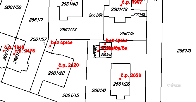 Opava 43791506 na parcele st. 2661/47 v KÚ Opava-Předměstí, Katastrální mapa