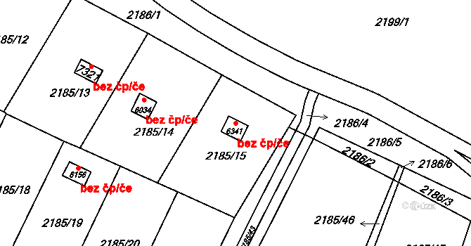 Cheb 44653506 na parcele st. 6341 v KÚ Cheb, Katastrální mapa