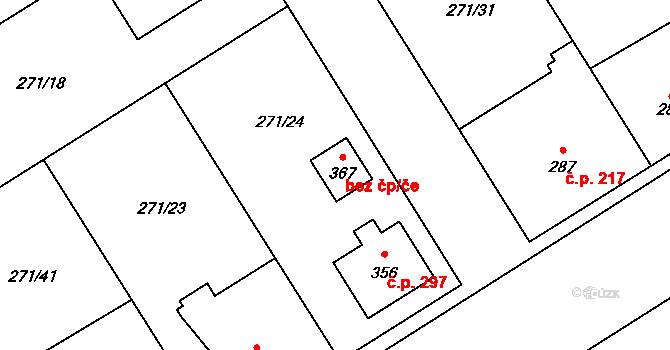 Dymokury 46429506 na parcele st. 367 v KÚ Dymokury, Katastrální mapa