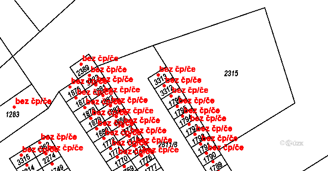 Bystřice pod Hostýnem 48489506 na parcele st. 3312 v KÚ Bystřice pod Hostýnem, Katastrální mapa