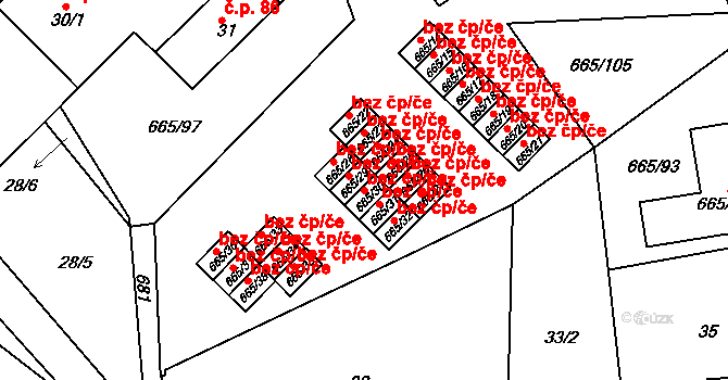 Svatava 50496506 na parcele st. 665/30 v KÚ Svatava, Katastrální mapa