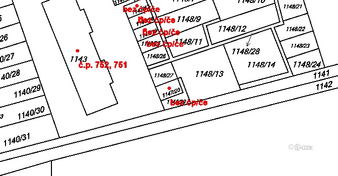 Jablunkov 50832506 na parcele st. 1147/20 v KÚ Jablunkov, Katastrální mapa
