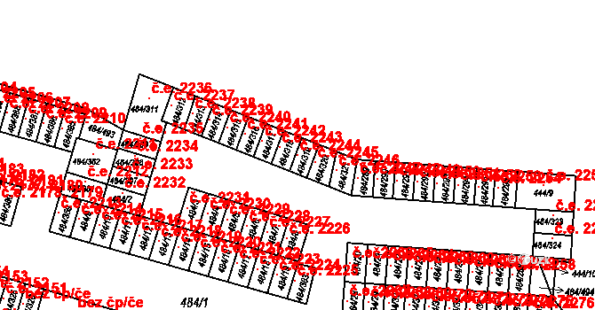 Podlesí 2244, Havířov na parcele st. 484/319 v KÚ Bludovice, Katastrální mapa