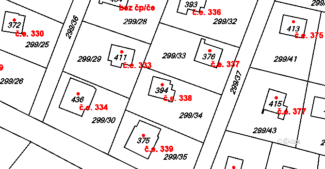 Černolice 338 na parcele st. 394 v KÚ Černolice, Katastrální mapa